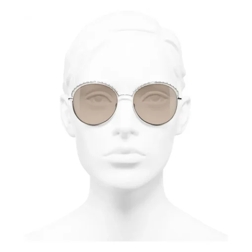Chanel - Round Sunglasses - Silver Beige - Eyewear - Avvenice