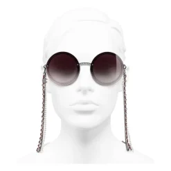 Chanel - Round Sunglasses - Dark Silver Pink Gradient- Eyewear - Avvenice^ Sunglasses & Eyewear