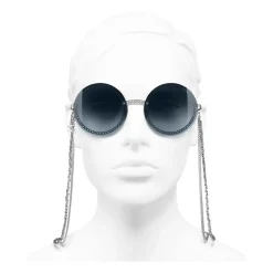 Chanel - Round Sunglasses - Silver Light Blue - Eyewear - Avvenice^ Sunglasses & Eyewear