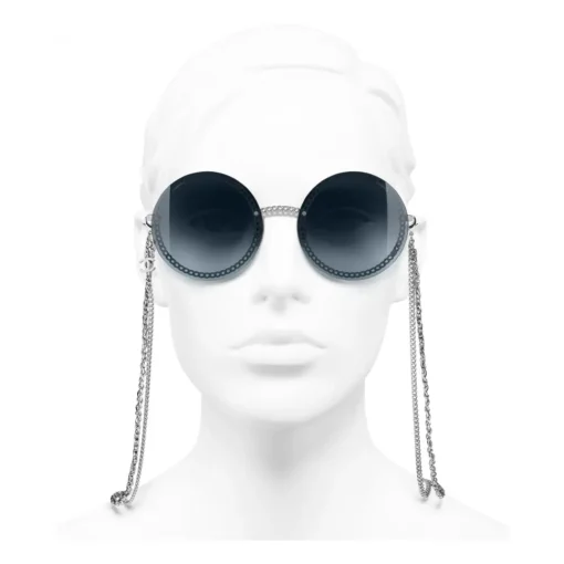 Chanel - Round Sunglasses - Silver Light Blue - Eyewear - Avvenice^ Sunglasses & Eyewear