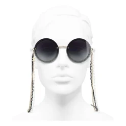 Chanel - Round Sunglasses - Gold Gray - Eyewear - Avvenice^ Sunglasses & Eyewear