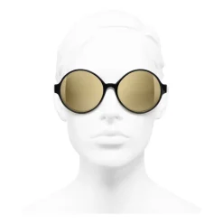 Chanel - Round Sunglasses - Black Gold Glitter - Eyewear - Avvenice^ Sunglasses & Eyewear