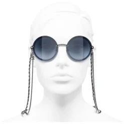 Chanel - Round Sunglasses - Dark Silver Blue - Eyewear - Avvenice^ Sunglasses & Eyewear