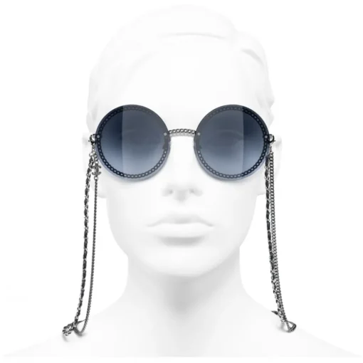 Chanel - Round Sunglasses - Dark Silver Blue - Eyewear - Avvenice^ Sunglasses & Eyewear