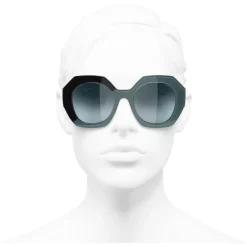 Chanel - Round Sunglasses - Black Green Blue - Eyewear - Avvenice^ Sunglasses & Eyewear