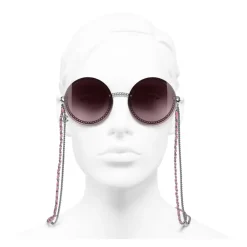 Chanel - Round Sunglasses - Dark Silver Pink - Eyewear - Avvenice