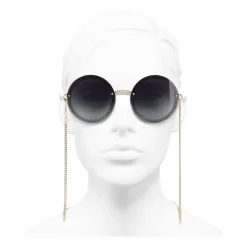 Chanel - Round Sunglasses - Gold Gray Gradient - Eyewear - Avvenice