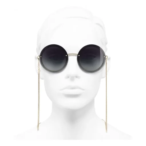 Chanel - Round Sunglasses - Gold Gray Gradient - Eyewear - Avvenice