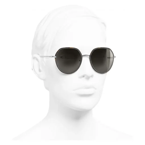 Chanel - Round Sunglasses - Dark Silver Brown - Eyewear - Avvenice