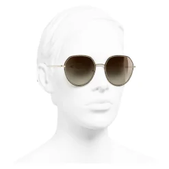 Chanel - Round Sunglasses - Gold Tortoise Brown - Eyewear - Avvenice
