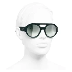 Chanel - Round Sunglasses - Dark Green Mirror - Eyewear - Avvenice