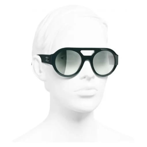 Chanel - Round Sunglasses - Dark Green Mirror - Eyewear - Avvenice