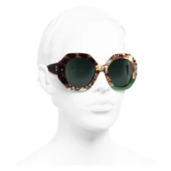 Chanel - Round Sunglasses - Dark Tortoise Green - Eyewear - Avvenice^ Sunglasses & Eyewear