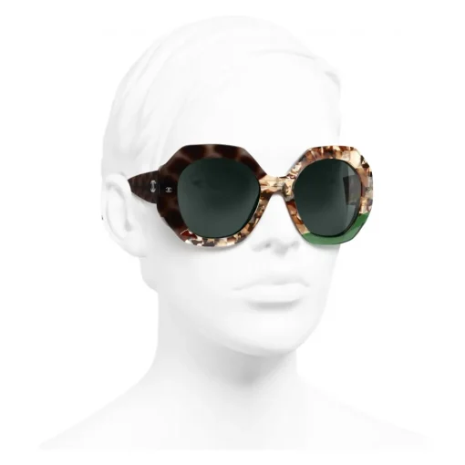 Chanel - Round Sunglasses - Dark Tortoise Green - Eyewear - Avvenice^ Sunglasses & Eyewear