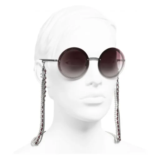 Chanel - Round Sunglasses - Dark Silver Pink Gradient- Eyewear - Avvenice^ Sunglasses & Eyewear