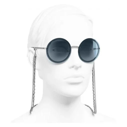 Chanel - Round Sunglasses - Silver Light Blue - Eyewear - Avvenice^ Sunglasses & Eyewear
