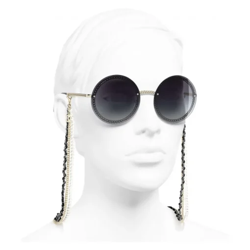 Chanel - Round Sunglasses - Gold Gray - Eyewear - Avvenice^ Sunglasses & Eyewear
