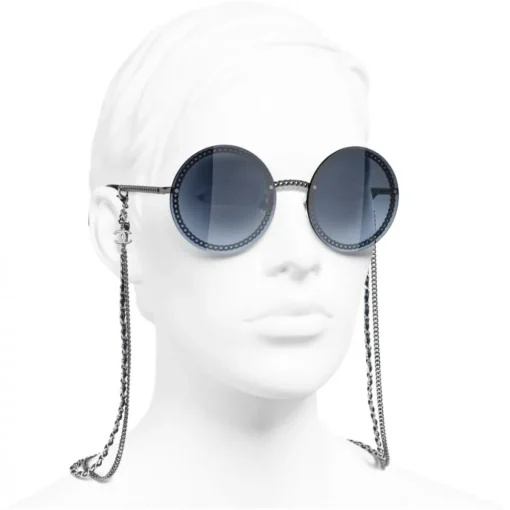 Chanel - Round Sunglasses - Dark Silver Blue - Eyewear - Avvenice^ Sunglasses & Eyewear