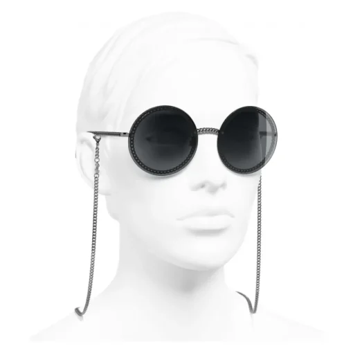 Chanel - Round Sunglasses - Dark Silver Gray - Eyewear - Avvenice