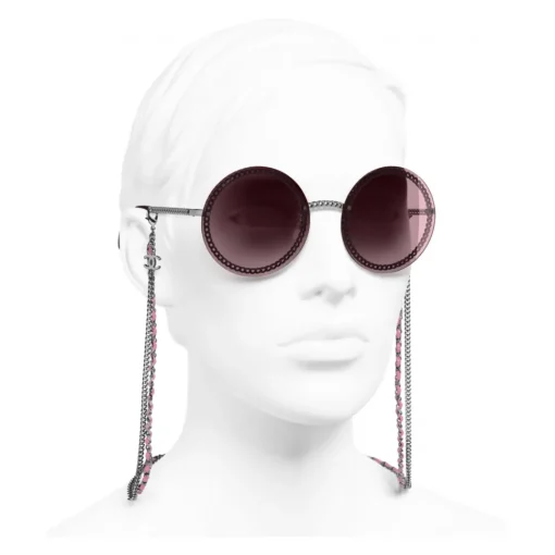 Chanel - Round Sunglasses - Dark Silver Pink - Eyewear - Avvenice