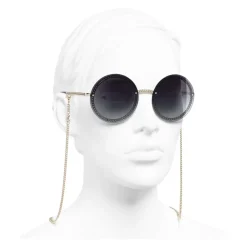 Chanel - Round Sunglasses - Gold Gray Gradient - Eyewear - Avvenice