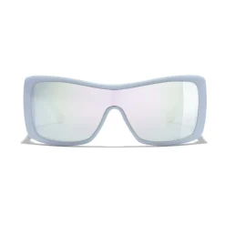 Chanel - Shield Sunglasses - Light Blue Mirror - Eyewear - Avvenice