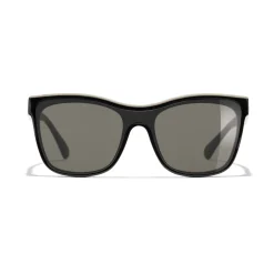 Chanel - Shield Sunglasses - Black Beige Brown - Eyewear - Avvenice