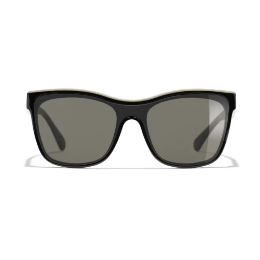 Chanel - Shield Sunglasses - Black Beige Brown - Eyewear - Avvenice