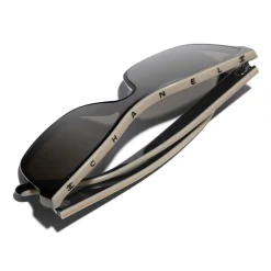 Chanel - Shield Sunglasses - Black Beige Brown - Eyewear - Avvenice