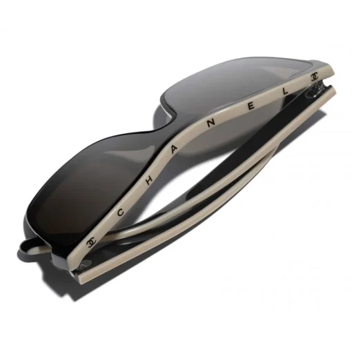 Chanel - Shield Sunglasses - Black Beige Brown - Eyewear - Avvenice