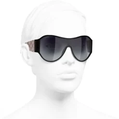 Chanel - Shield Sunglasses - Black Gray - Eyewear - Avvenice^ Sunglasses & Eyewear