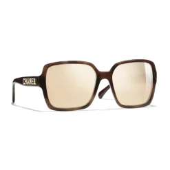 Chanel - Square Sunglasses - Brown Gold Mirror - Eyewear - Avvenice