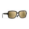 Chanel - Square Sunglasses - Black Gold Glitter - Eyewear - Avvenice