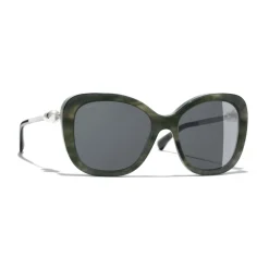 Chanel - Square Sunglasses - Green Tortoise Gray - Eyewear - Avvenice