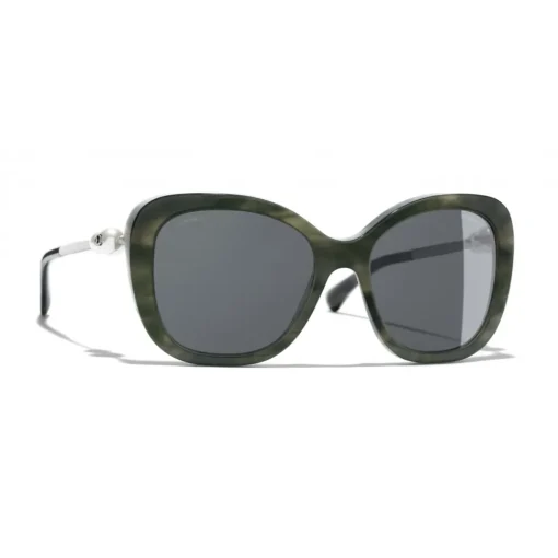 Chanel - Square Sunglasses - Green Tortoise Gray - Eyewear - Avvenice