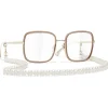 Chanel - Square Sunglasses - Gold Beige Transparent - Eyewear - Avvenice
