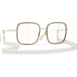 Chanel - Square Sunglasses - Gold Beige Transparent - Eyewear - Avvenice
