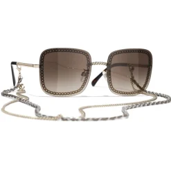 Chanel - Square Sunglasses - Gold Brown - Eyewear - Avvenice