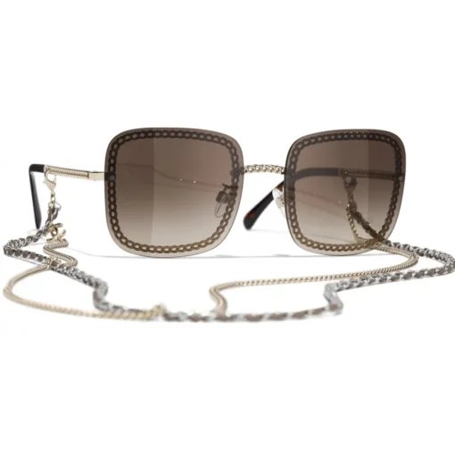 Chanel - Square Sunglasses - Gold Brown - Eyewear - Avvenice
