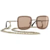 Chanel - Square Sunglasses - Gold Light Brown - Eyewear - Avvenice^ Sunglasses & Eyewear