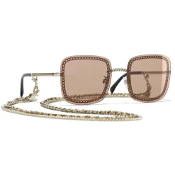 Chanel - Square Sunglasses - Gold Light Brown - Eyewear - Avvenice^ Sunglasses & Eyewear