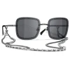 Chanel - Square Sunglasses - Silver Dark Gray - Eyewear - Avvenice^ Sunglasses & Eyewear