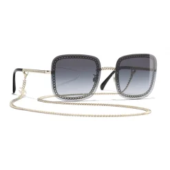Chanel - Square Sunglasses - Gold Gray - Eyewear - Avvenice
