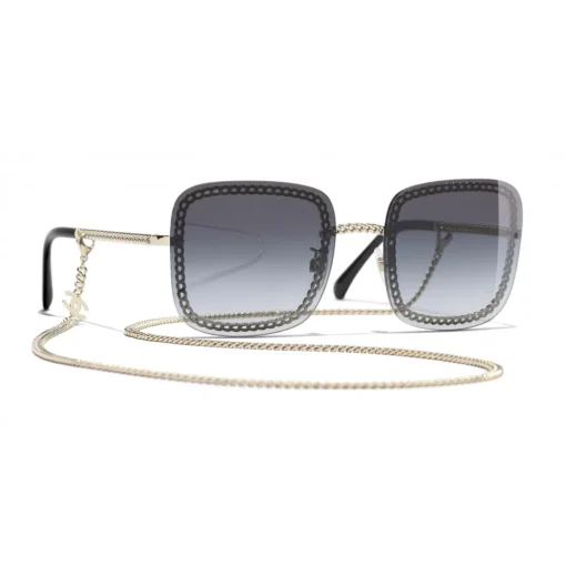 Chanel - Square Sunglasses - Gold Gray - Eyewear - Avvenice