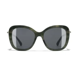 Chanel - Square Sunglasses - Green Tortoise Gray - Eyewear - Avvenice