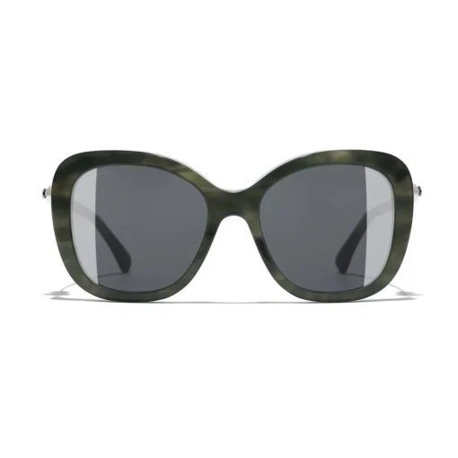 Chanel - Square Sunglasses - Green Tortoise Gray - Eyewear - Avvenice