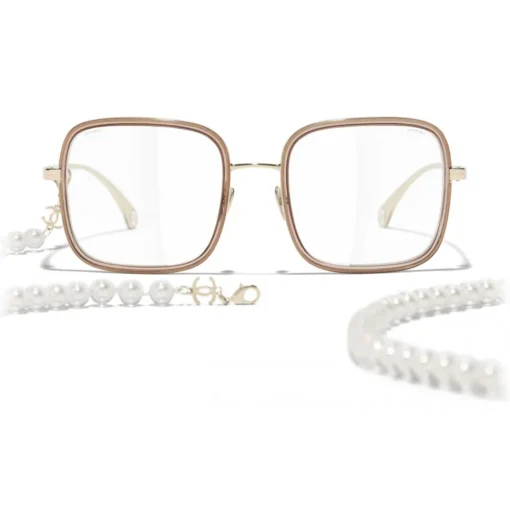 Chanel - Square Sunglasses - Gold Beige Transparent - Eyewear - Avvenice