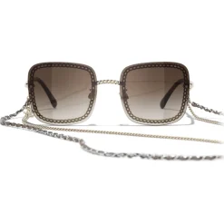 Chanel - Square Sunglasses - Gold Brown - Eyewear - Avvenice