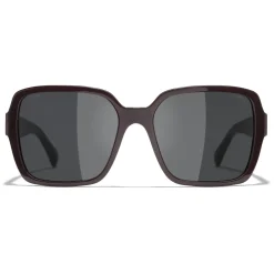 Chanel - Square Sunglasses - Dark Red Gray - Eyewear - Avvenice