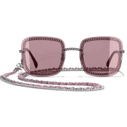 Chanel - Square Sunglasses - Dark Silver Pink - Eyewear - Avvenice^ Sunglasses & Eyewear